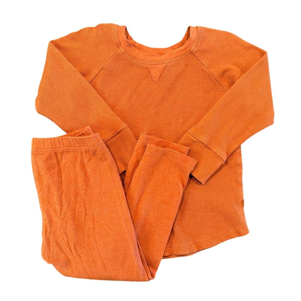 Baby Sprouts Ribbed Lounge Long Sleeve Top and Leggings Set, Orange, Toddler 2T